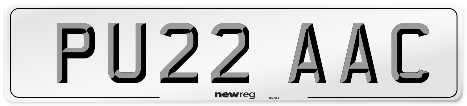 PU22 AAC Number Plate from New Reg